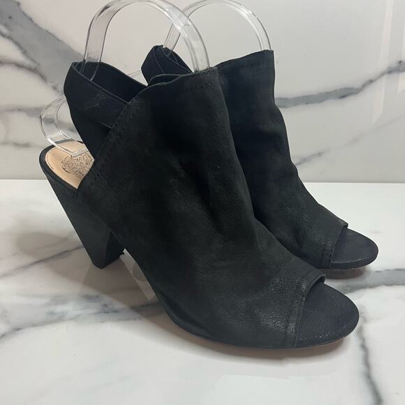 Vince Camuto | Women's Minimalist Black Nubuck Leather Edora Booties Sz 8.5 - Picture 2 of 8